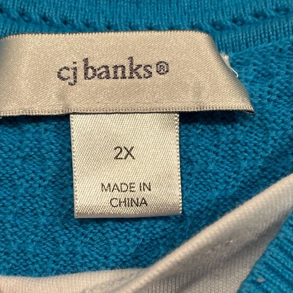 CJ Banks cotton sweater in aqua.  Size 2X - Picture 5 of 8